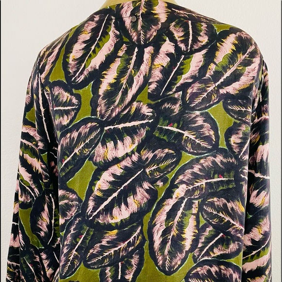 NILE Tropical PALM Leaf Print Resort Style Blouse Large - Picture 12 of 12